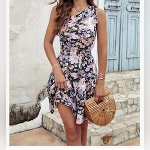 NEW! Floral One-Shoulder Dress